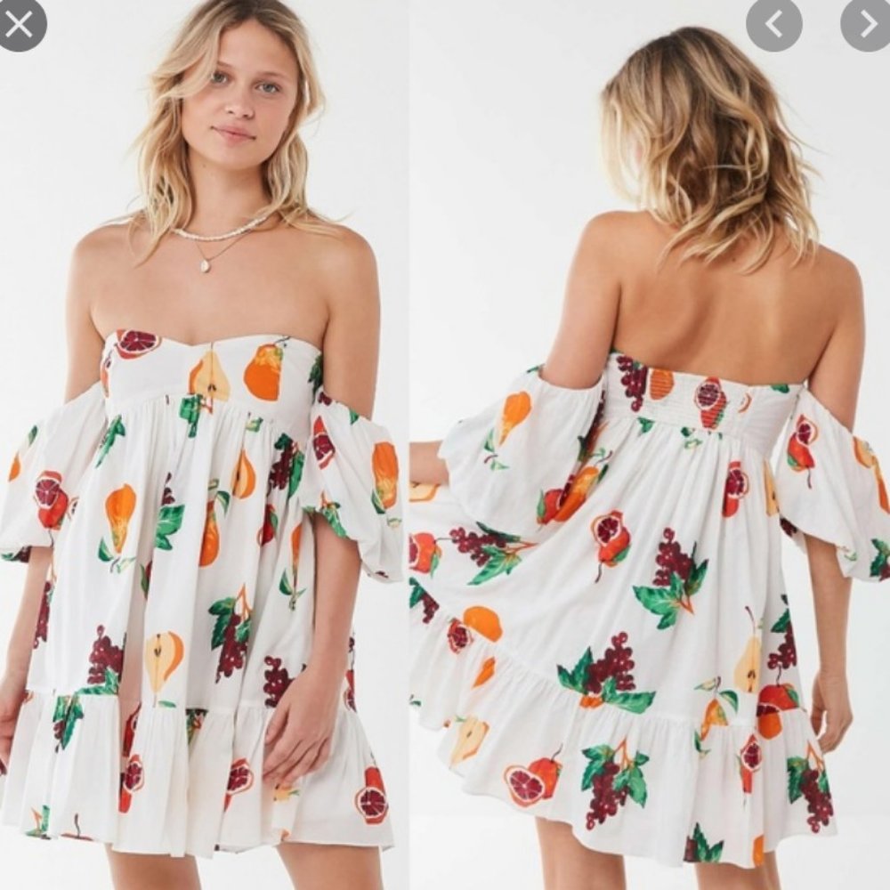 NWT UO Summer In Italy Off-Shoulder Mini Dress S